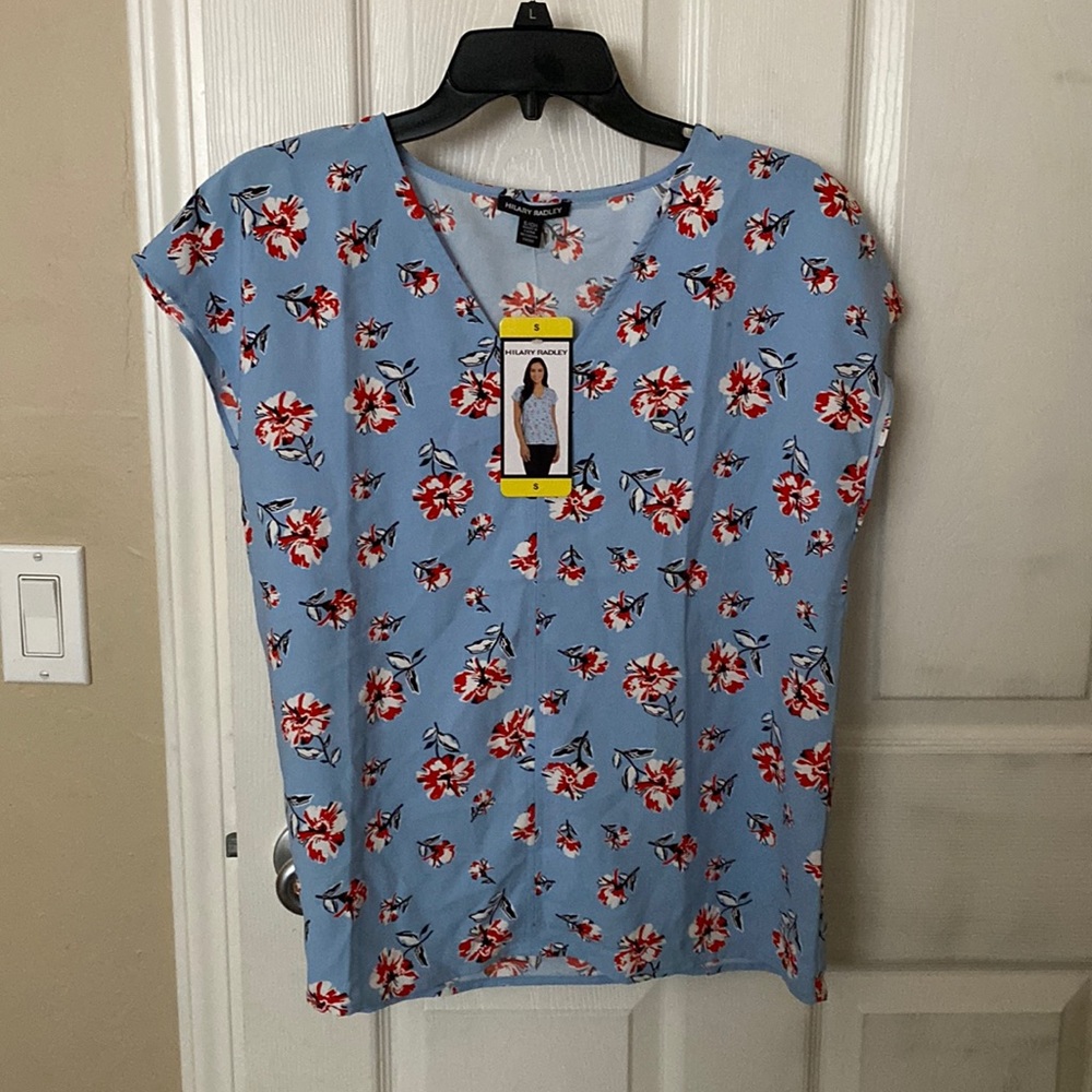 Blue floral blouse